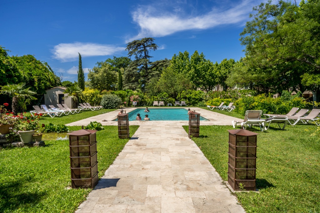 swimming pool on a sunny day at the Hotel Hermitage